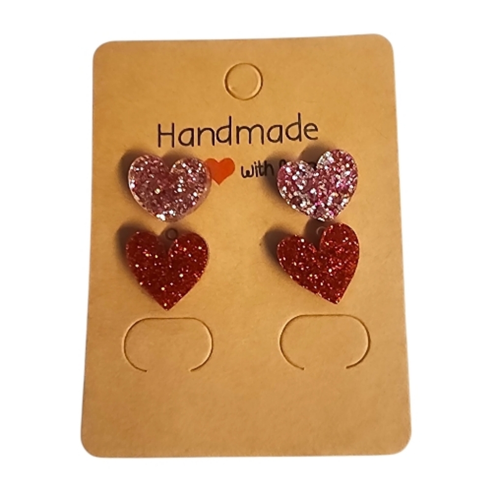 Blush & Ruby Spark Acrylic Stud Earrings - 2 Pair